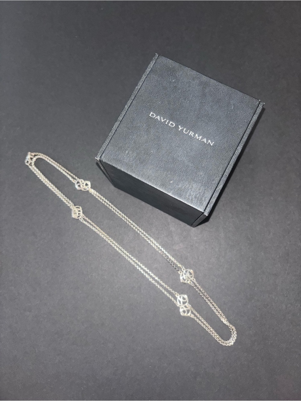 David Yurman Sterling Silver Station Necklace with Openwork Stations